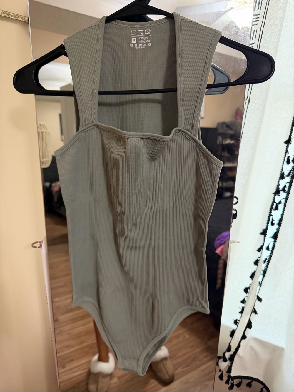Ribbed Olive Green Women's Bodysuit Tank